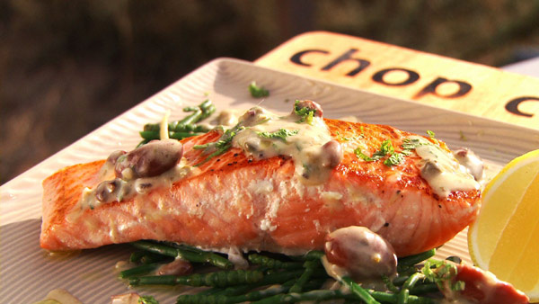 Salmon with Warm Olive Sauce BBQ Recipe from Ben O'Donoghue – Heat Beads®